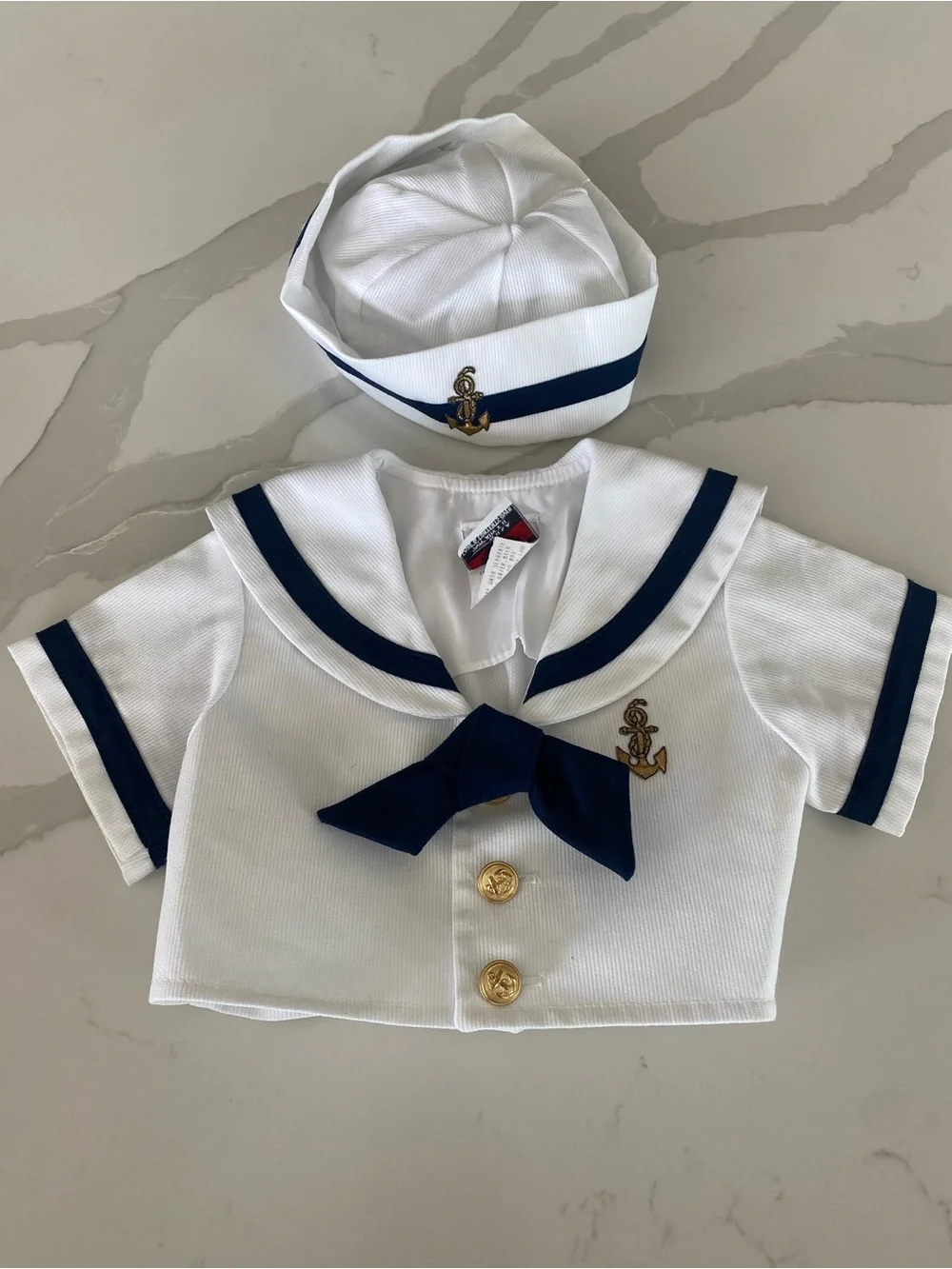 Vtg Good Lad Sailor navy seals baby Outfit 2pc gold embroidered anchor Top & Hat
